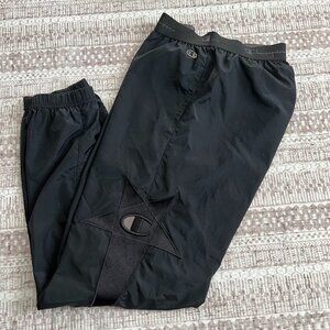 Rick Owens x Champion Collab sz M Black Nylon Joggers Pentagon Elastic Waist